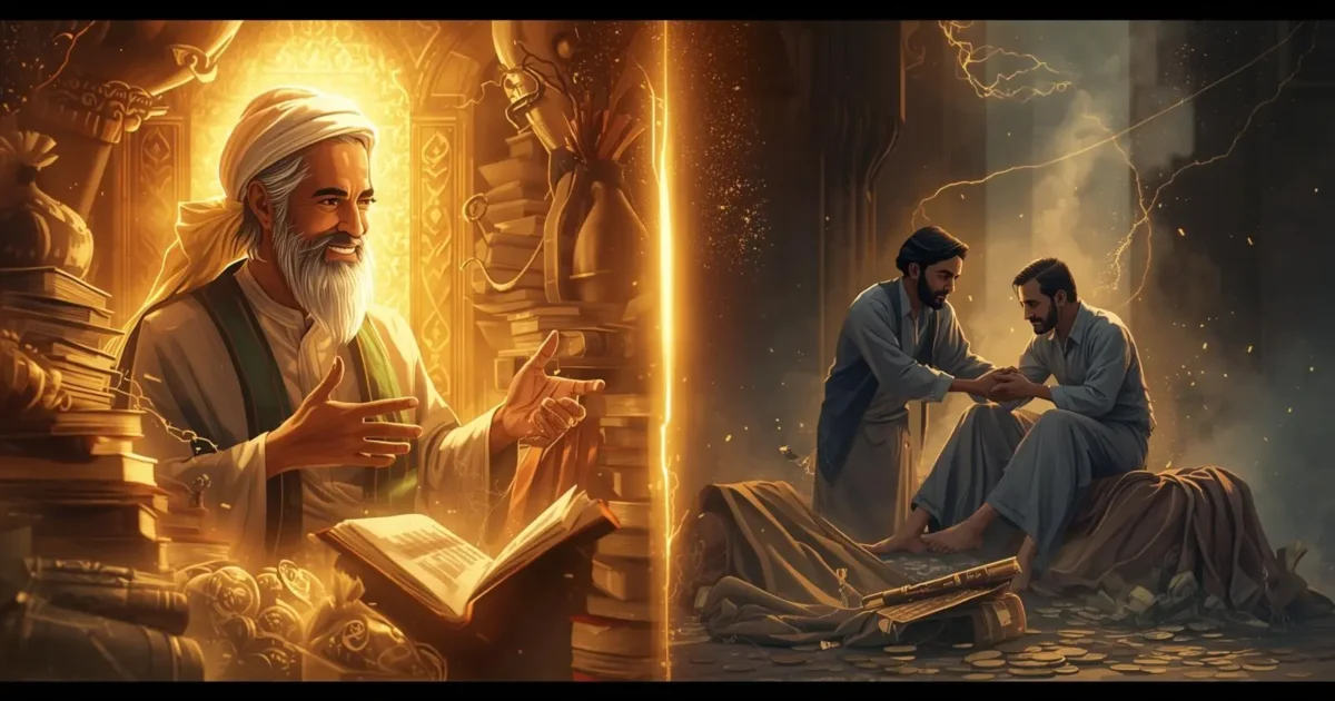 ایک زمانے کی بات ہے مصر کے ایک بڑے اور خوبصورت شہر میں ایک نہایت کامیاب اور سمجھدار تاجر رہتا تھا۔ اس کی شہرت دور دور تک پھیلی ہوئی تھی، اس کے پاس علم بھی تھا اور دولت تو اتنی تھی کہ گنتی بھی مشکل ہو جائے